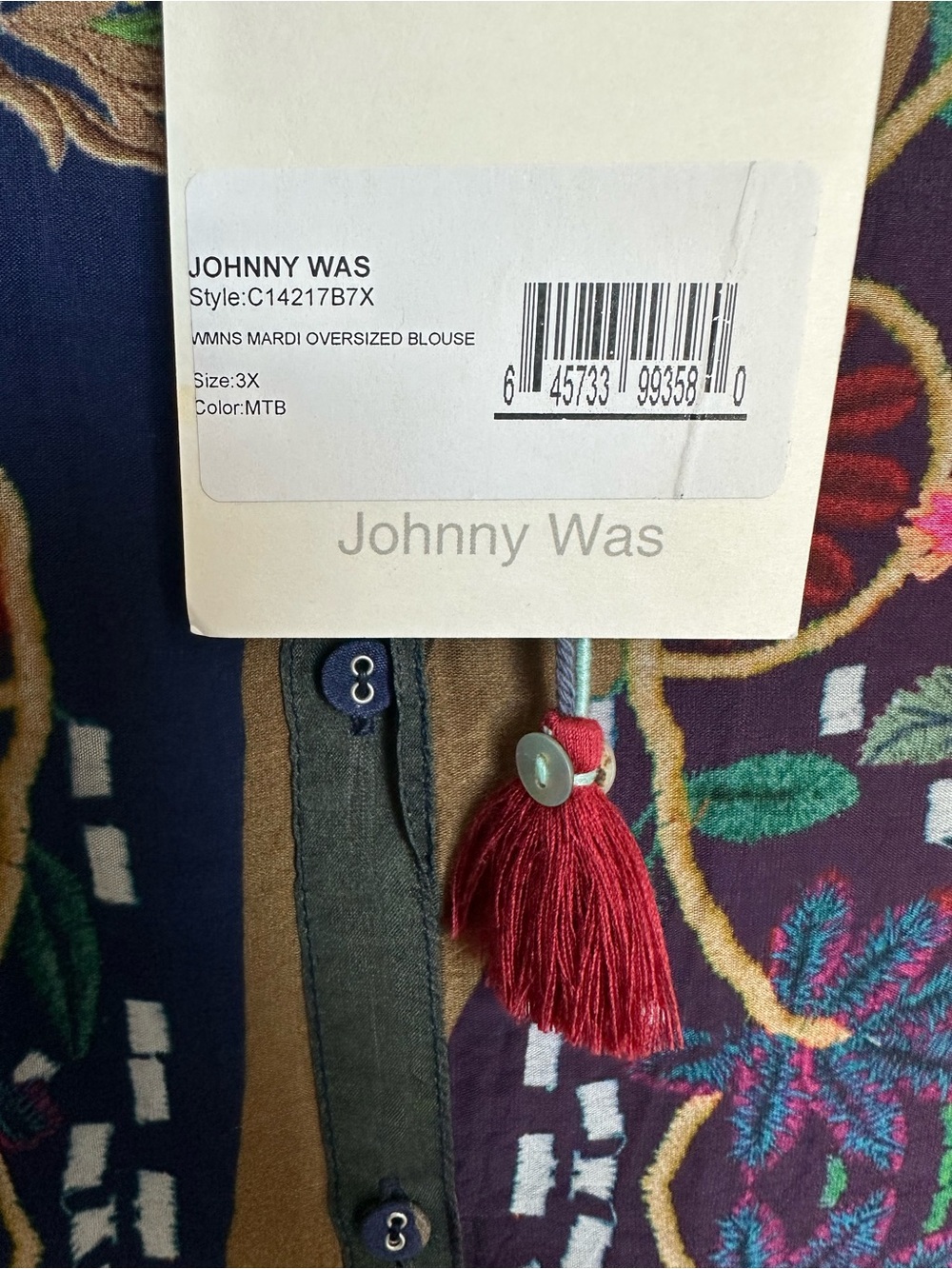 Johnny Was embroidered silk blend Mardi blouse‎ NWT RARE size 3X Boho - Picture 14 of 15